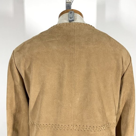 Michael Kors Tan Suede Leather Jacket Women’s Sz L Fringe - Picture 8 of 11
